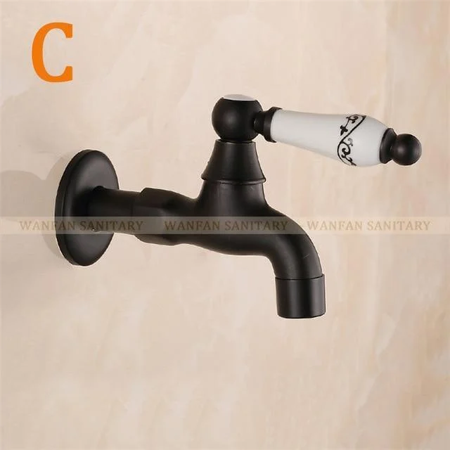 Black Wall Mount Washing Machine Taps -Bathlova