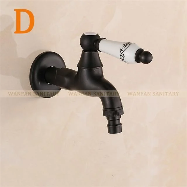 Black Wall Mount Washing Machine Taps -Bathlova