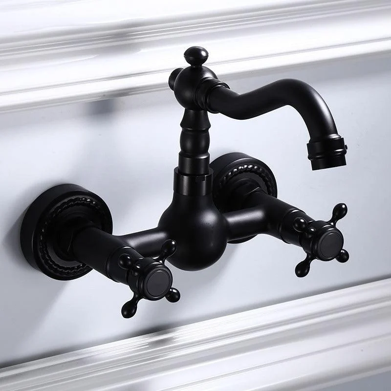 Black Wall Mounted Bathroom Tap American Classic Widespread Sink Tap -Bathlova