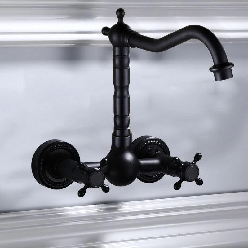 Black Wall Mounted Bathroom Tap American Classic Widespread Sink Tap -Bathlova