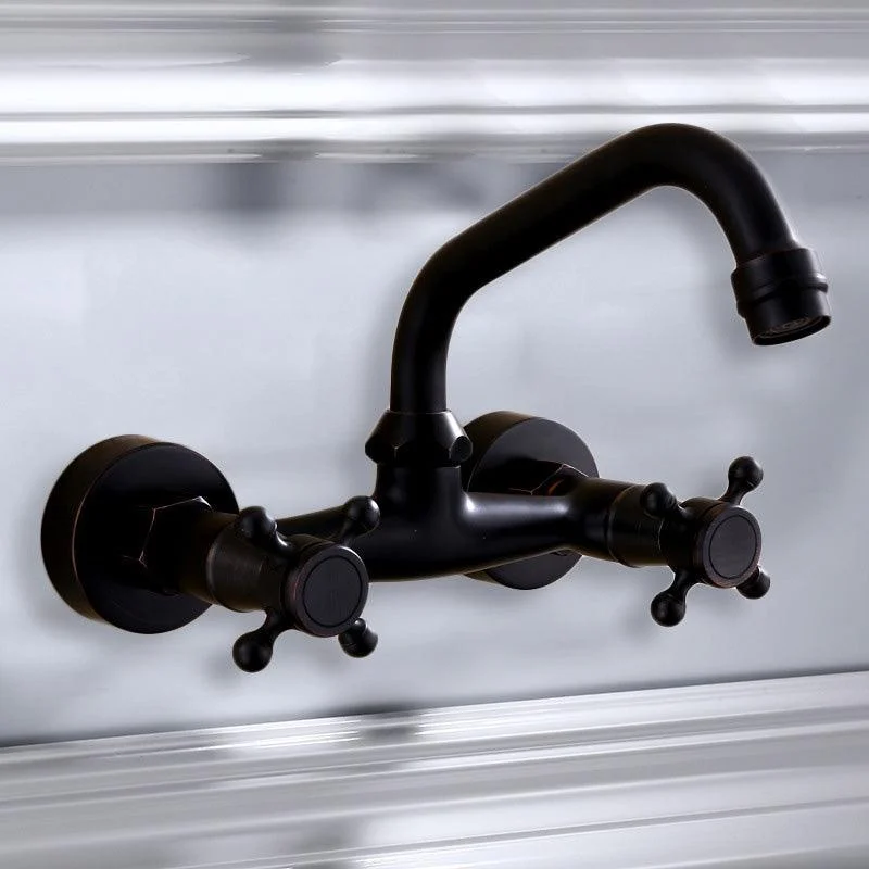 Black Wall Mounted Bathroom Tap American Classic Widespread Sink Tap -Bathlova