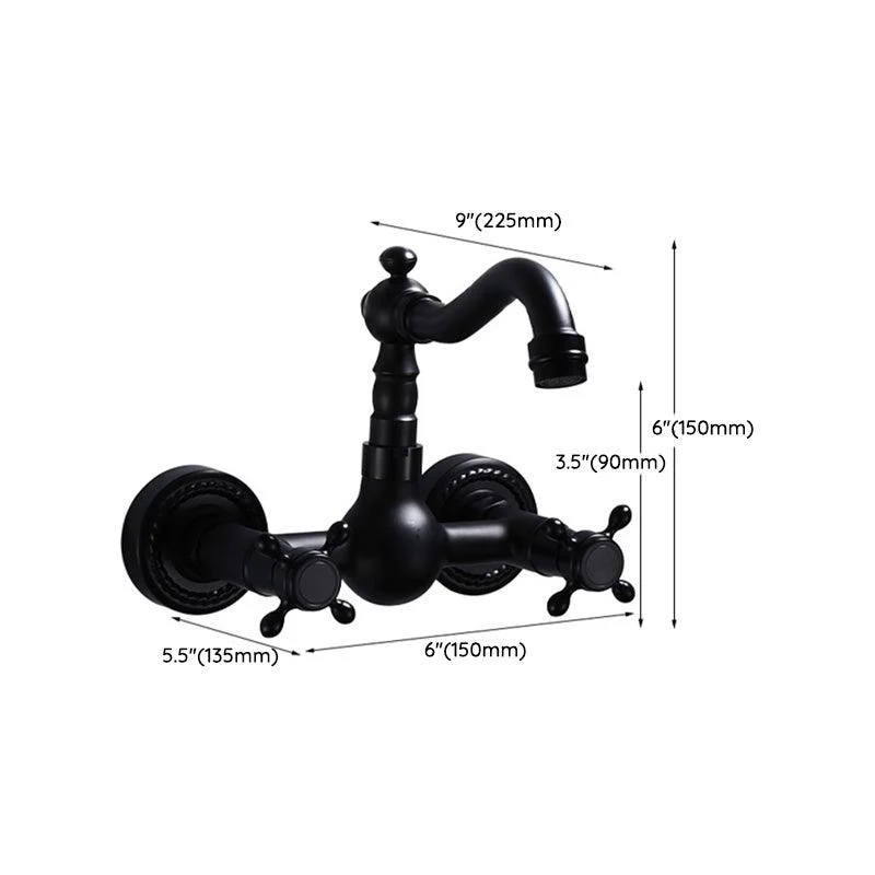 Black Wall Mounted Bathroom Tap American Classic Widespread Sink Tap -Bathlova