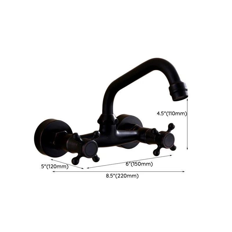 Black Wall Mounted Bathroom Tap American Classic Widespread Sink Tap -Bathlova