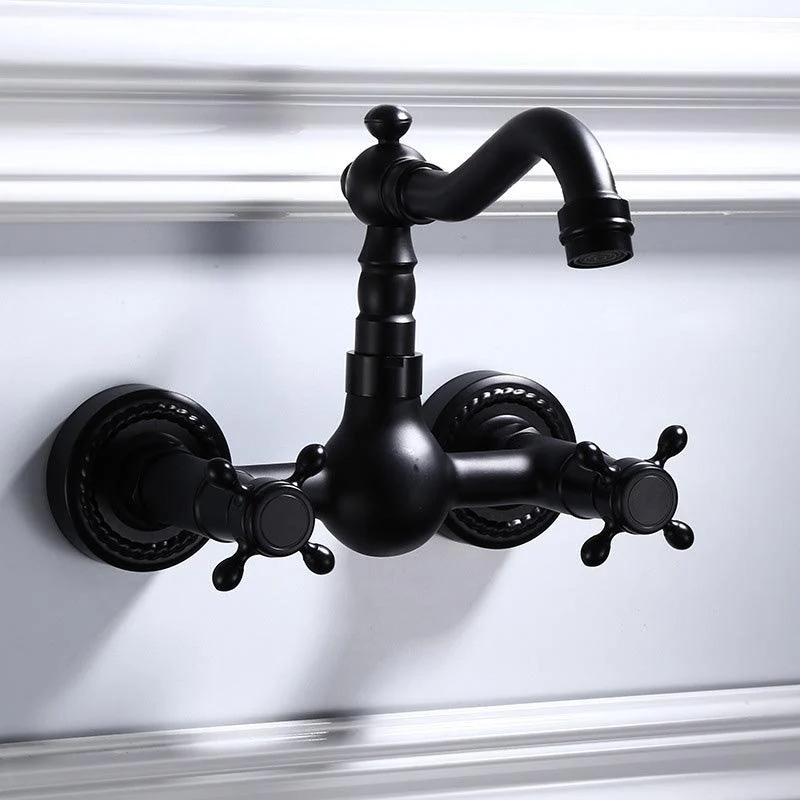 Black Wall Mounted Bathroom Tap American Classic Widespread Sink Tap -Bathlova