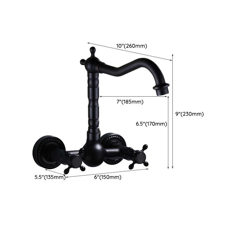 Black Wall Mounted Bathroom Tap American Classic Widespread Sink Tap -Bathlova