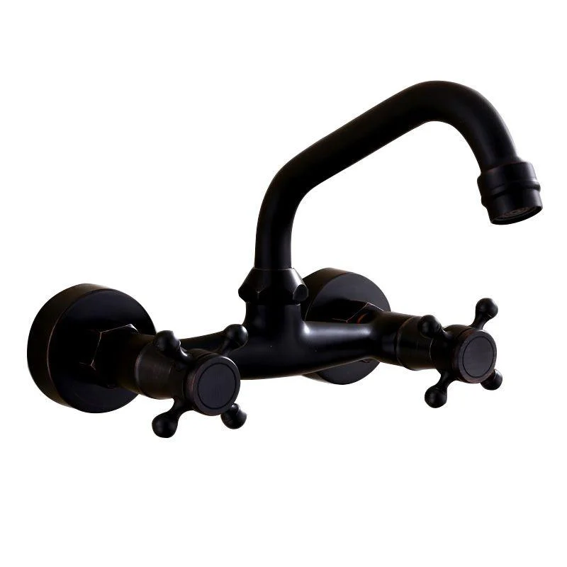 Black Wall Mounted Bathroom Tap American Classic Widespread Sink Tap -Bathlova