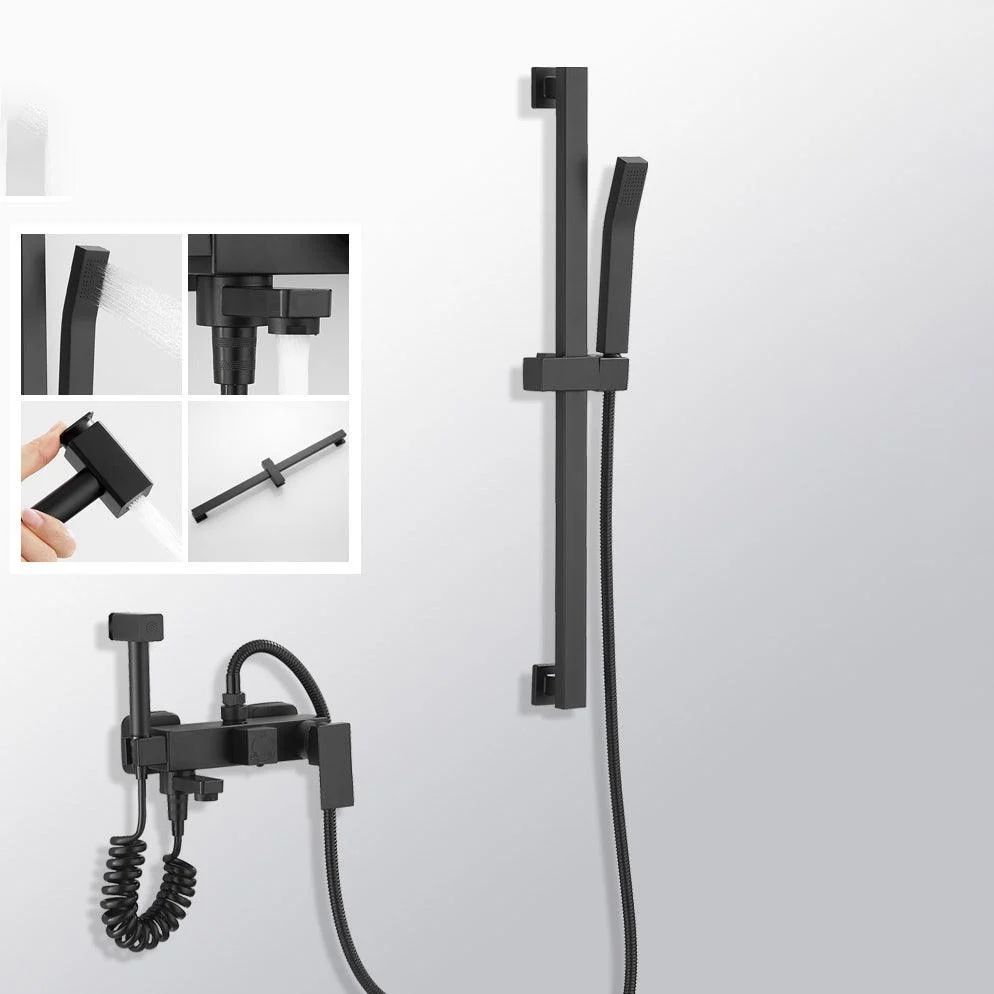 Black Wall Mounted Shower Head Combo Modern Metal Shower System -Bathlova