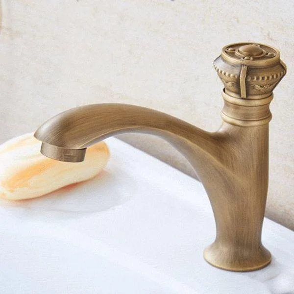 Brass Farmhouse Basin Lavatory Tap Single Hole Tap Knob Handle Bathroom Tap -Bathlova