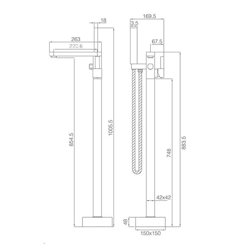 Brass Freestanding Tub Filler Floor Mounted Tub Filler with Handles -Bathlova