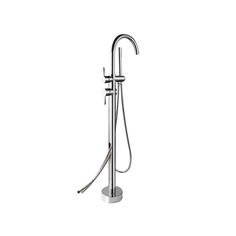 Brass Freestanding Tub Filler Floor Mounted Tub Filler with Handles -Bathlova