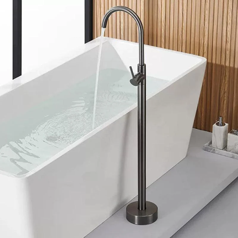 Brass Freestanding Tub Filler Floor Mounted Tub Filler with Lever Handles -Bathlova