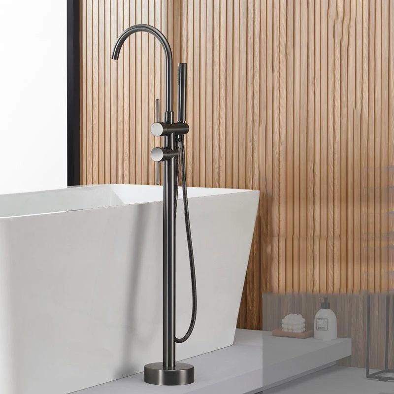 Brass Freestanding Tub Filler Floor Mounted Tub Filler with Lever Handles -Bathlova