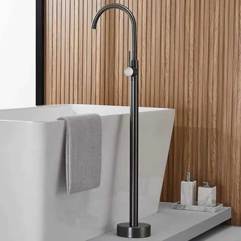 Brass Freestanding Tub Filler Floor Mounted Tub Filler with Lever Handles -Bathlova