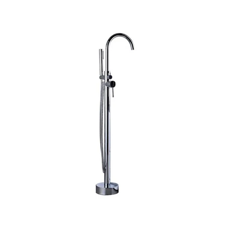 Brass Freestanding Tub Filler Floor Mounted Tub Filler with Lever Handles -Bathlova