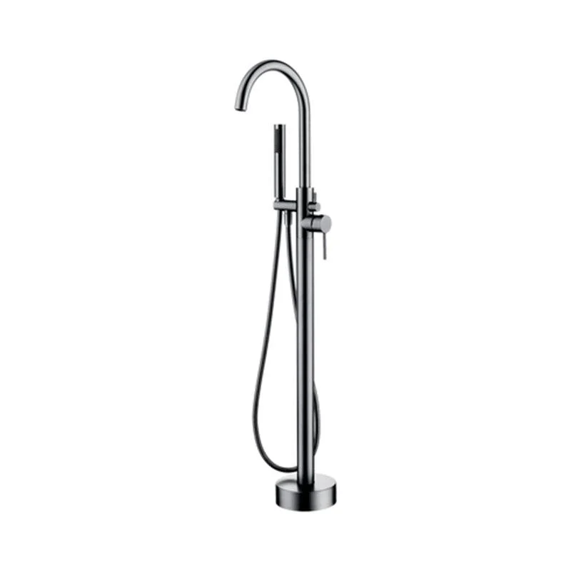 Brass Freestanding Tub Filler Floor Mounted Tub Filler with Lever Handles -Bathlova