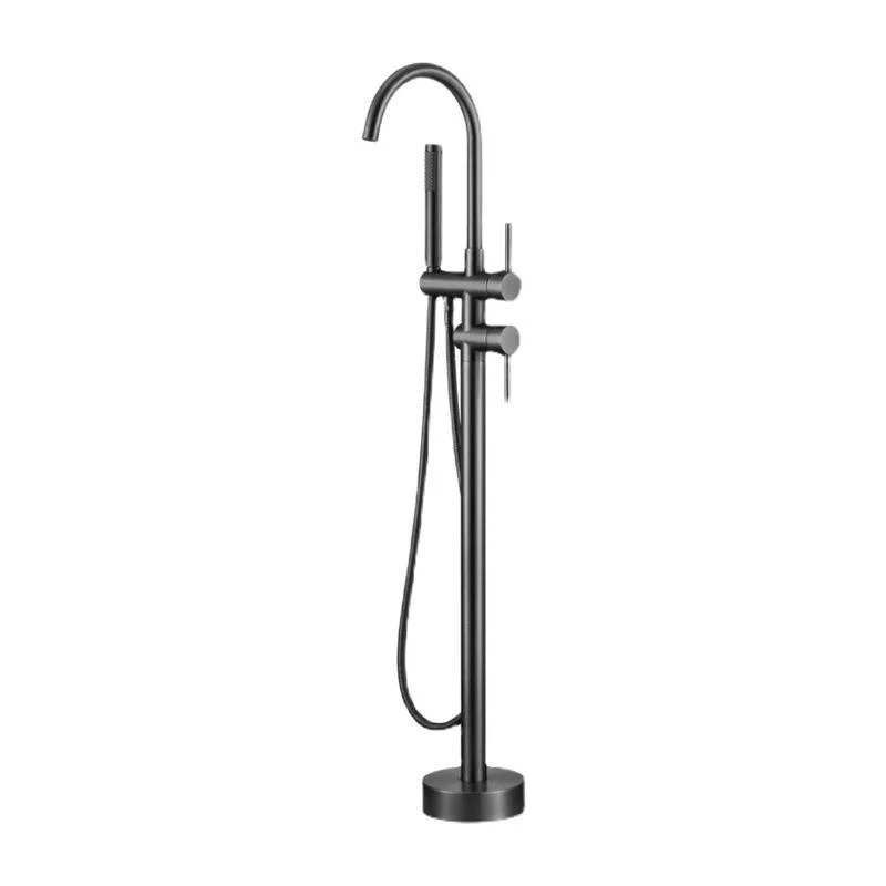 Brass Freestanding Tub Filler Floor Mounted Tub Filler with Lever Handles -Bathlova