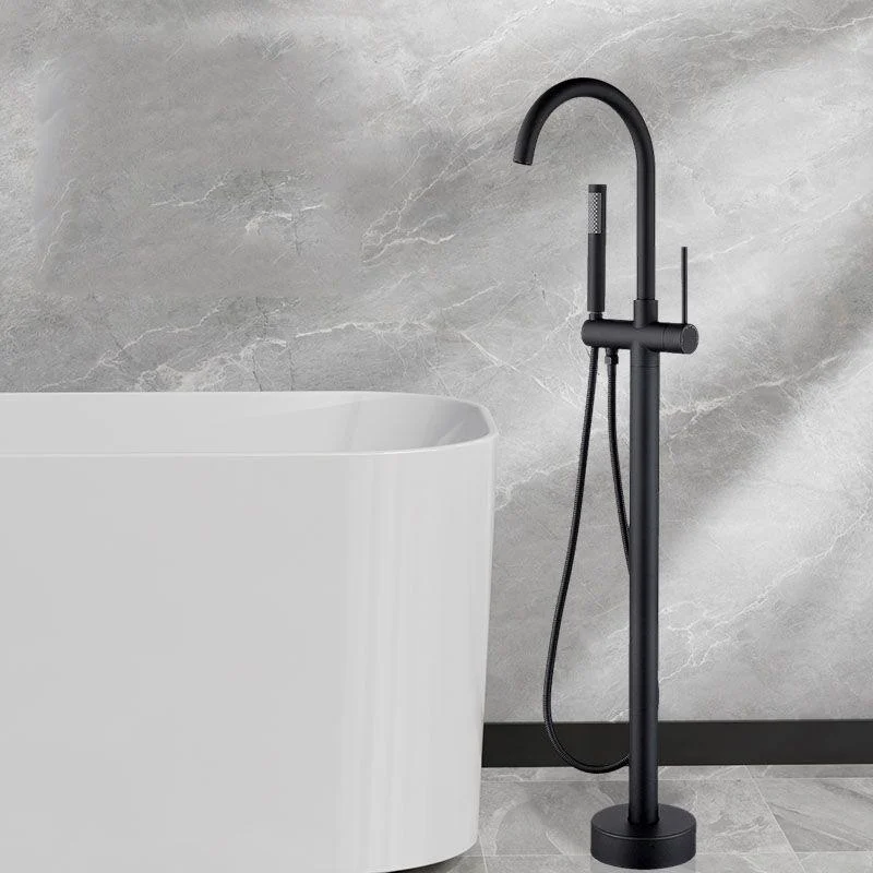 Brass Freestanding Tub Filler with Hand Shower Floor Mounted Bathroom Tap -Bathlova