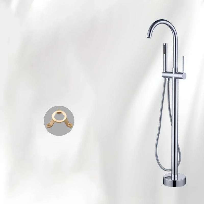 Brass Freestanding Tub Filler with Hand Shower Floor Mounted Bathroom Tap -Bathlova