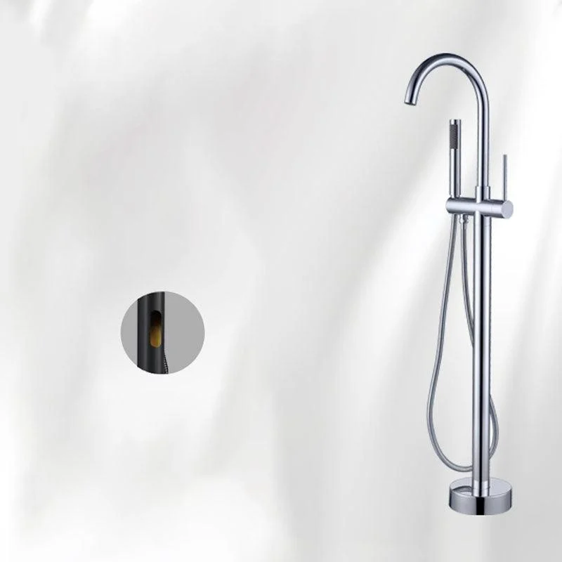 Brass Freestanding Tub Filler with Hand Shower Floor Mounted Bathroom Tap -Bathlova