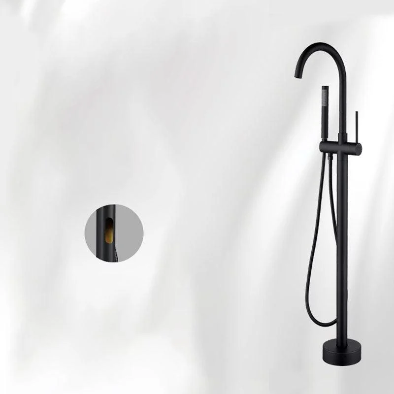 Brass Freestanding Tub Filler with Hand Shower Floor Mounted Bathroom Tap -Bathlova