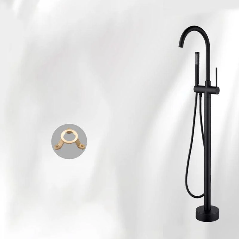 Brass Freestanding Tub Filler with Hand Shower Floor Mounted Bathroom Tap -Bathlova