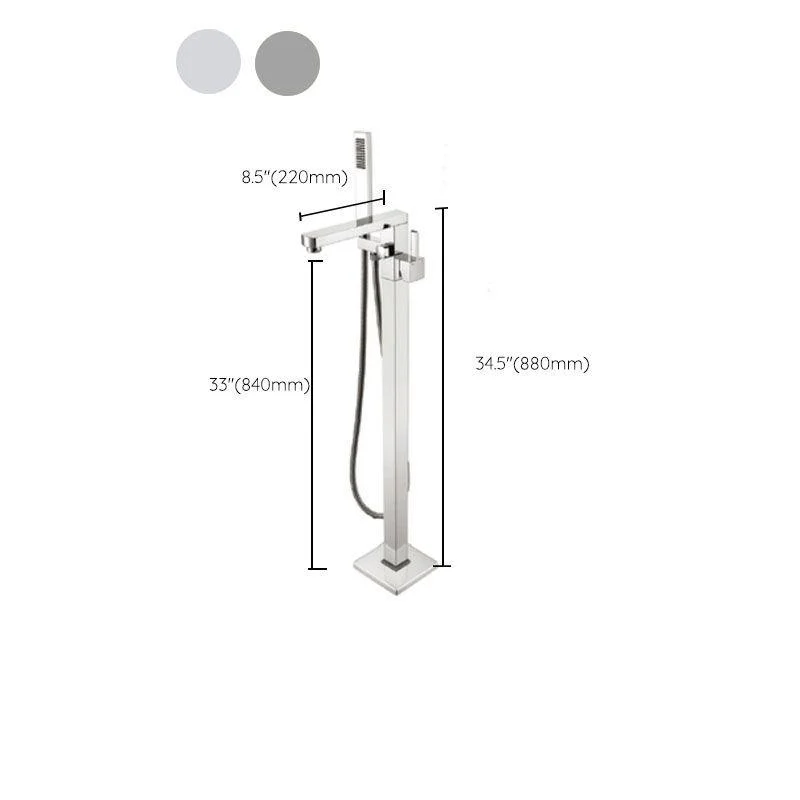 Brass Freestanding Tub Filler with Hose Floor Mounted Bathroom Tap -Bathlova