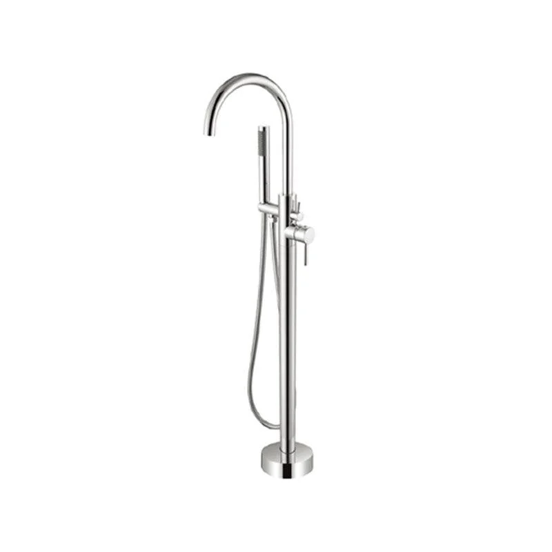 Brass Freestanding Tub Filler with Hose Floor Mounted Bathroom Tap -Bathlova