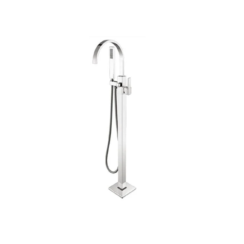 Brass Freestanding Tub Filler with Hose Floor Mounted Bathroom Tap -Bathlova