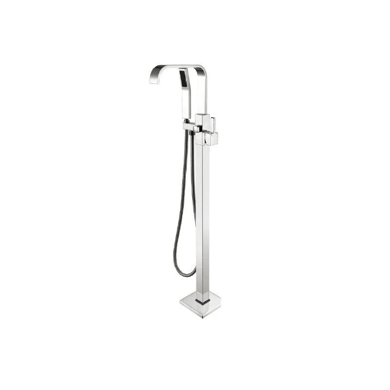 Brass Freestanding Tub Filler with Hose Floor Mounted Bathroom Tap -Bathlova