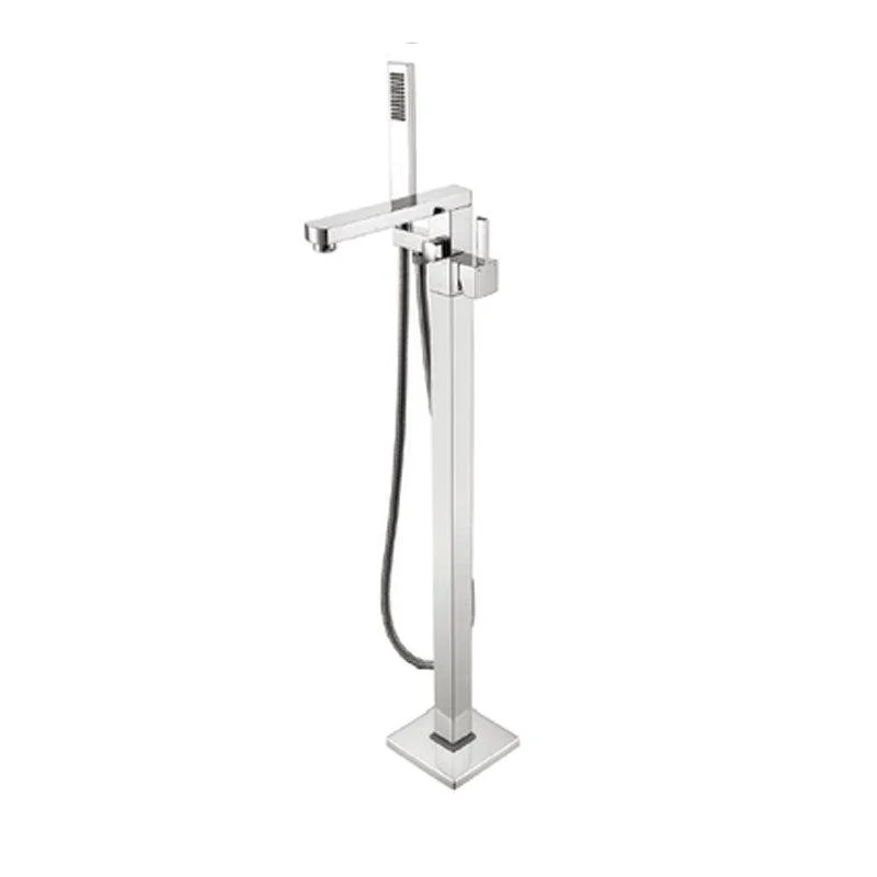 Brass Freestanding Tub Filler with Hose Floor Mounted Bathroom Tap -Bathlova