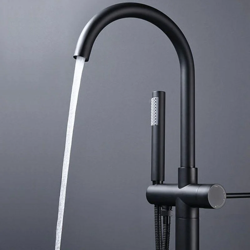 Brass Freestanding Tub Filler with Water Inlet Pipe Floor Mounted Bathroom Tap -Bathlova