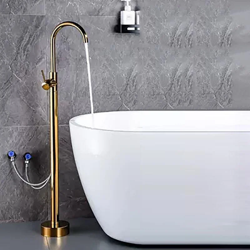 Brass Freestanding Tub Filler with Water Inlet Pipe Floor Mounted Bathroom Tap -Bathlova