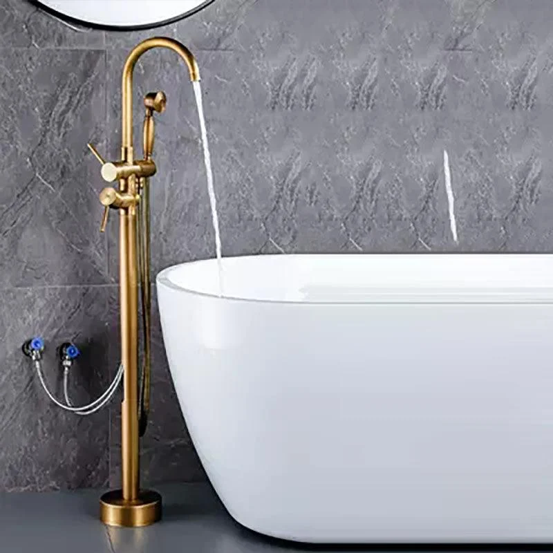 Brass Freestanding Tub Filler with Water Inlet Pipe Floor Mounted Bathroom Tap -Bathlova