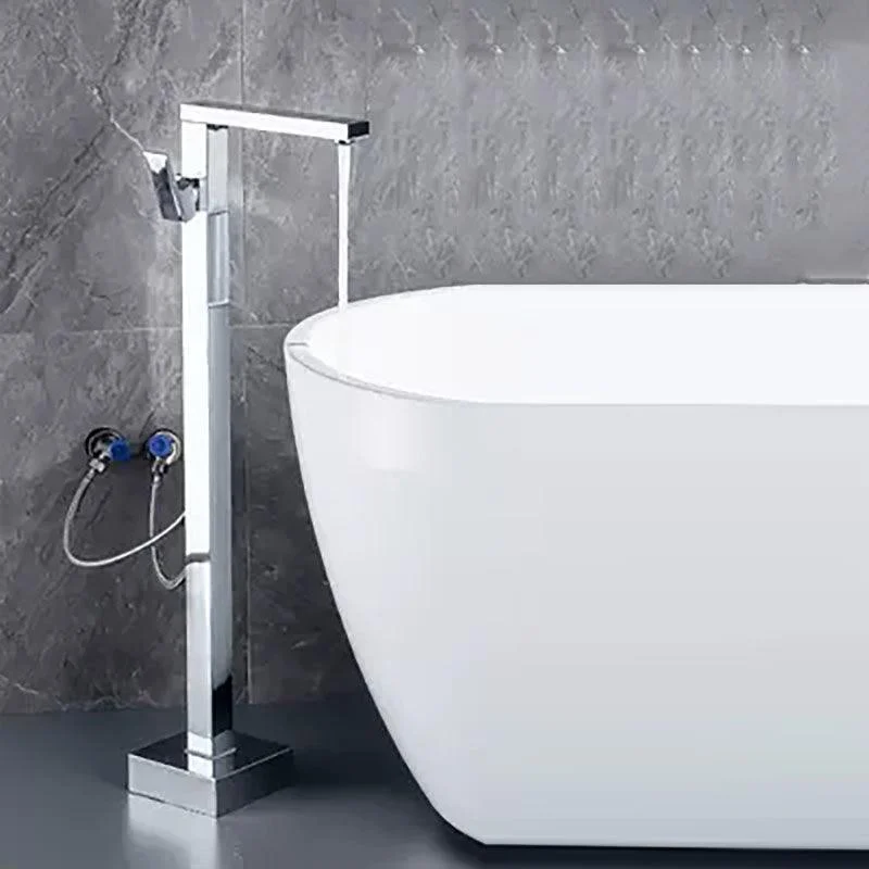 Brass Freestanding Tub Filler with Water Inlet Pipe Floor Mounted Bathroom Tap -Bathlova