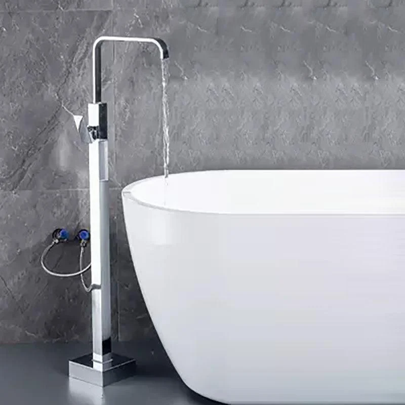 Brass Freestanding Tub Filler with Water Inlet Pipe Floor Mounted Bathroom Tap -Bathlova