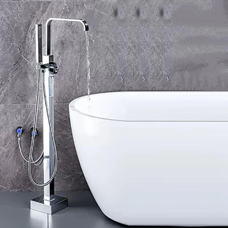 Brass Freestanding Tub Filler with Water Inlet Pipe Floor Mounted Bathroom Tap -Bathlova