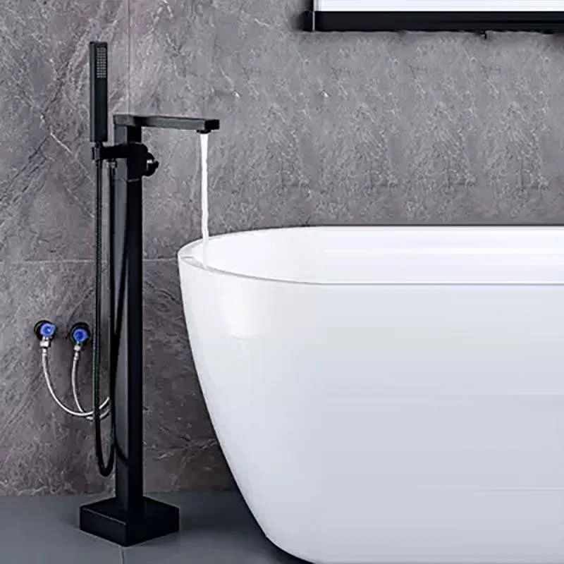 Brass Freestanding Tub Filler with Water Inlet Pipe Floor Mounted Bathroom Tap -Bathlova