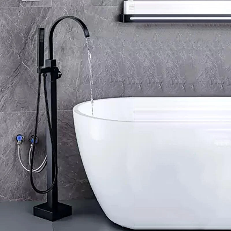 Brass Freestanding Tub Filler with Water Inlet Pipe Floor Mounted Bathroom Tap -Bathlova