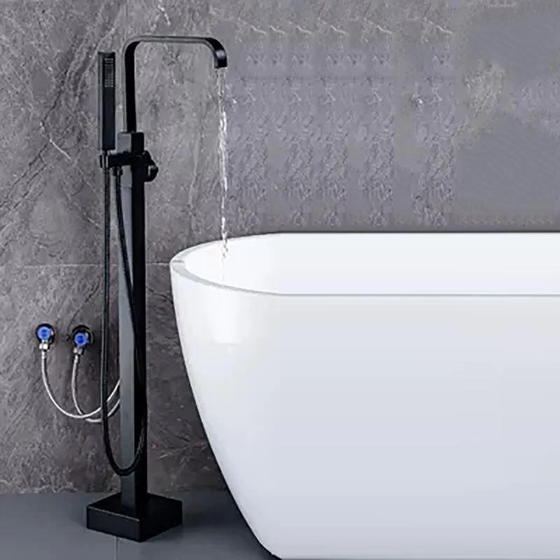 Brass Freestanding Tub Filler with Water Inlet Pipe Floor Mounted Bathroom Tap -Bathlova