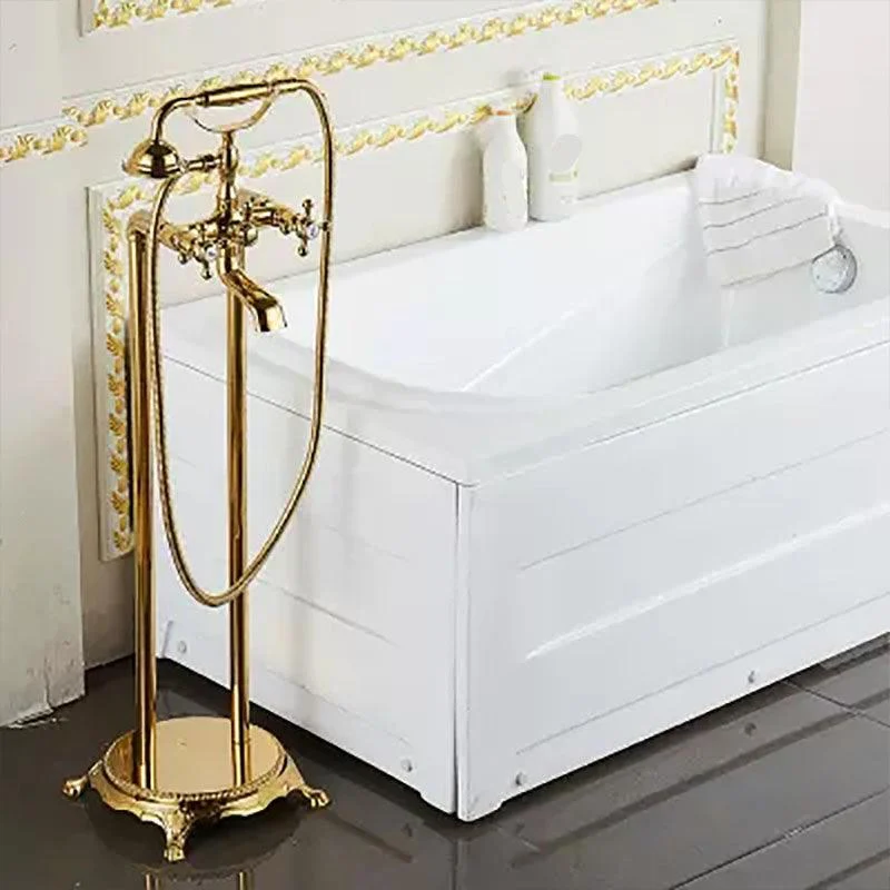 Brass Freestanding Tub Filler with Water Inlet Pipe Floor Mounted Bathroom Tap -Bathlova