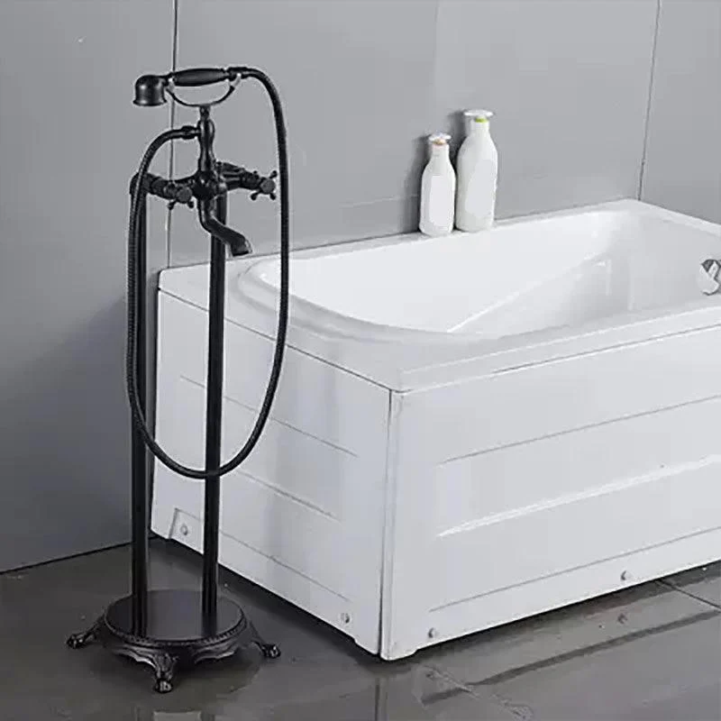 Brass Freestanding Tub Filler with Water Inlet Pipe Floor Mounted Bathroom Tap -Bathlova