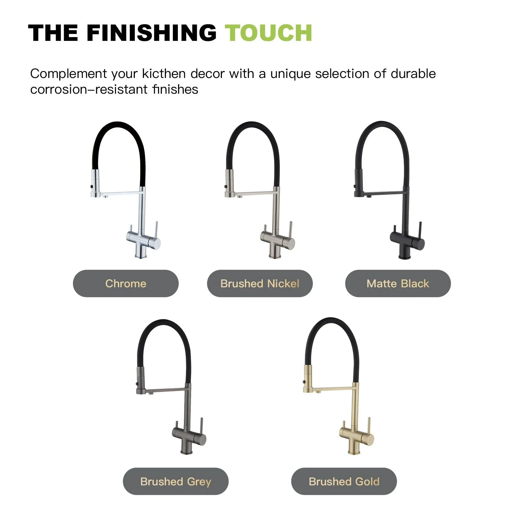 Brass Kitchen Tap Double Handle Integrated Sink Two Function Tap -Bathlova