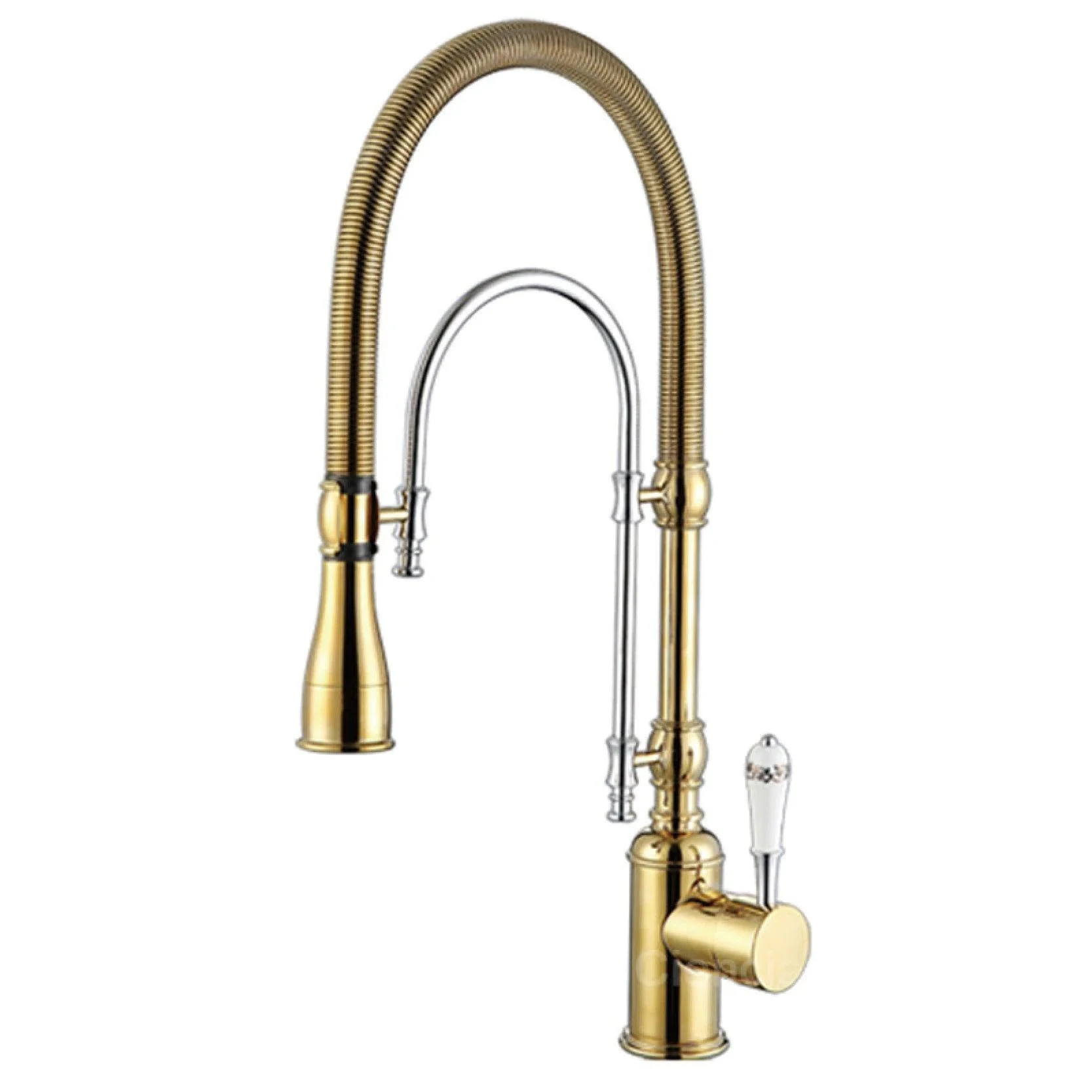 Brass Kitchen Tap With Retro Design Pull-out Kitchen Sink Tap -Bathlova