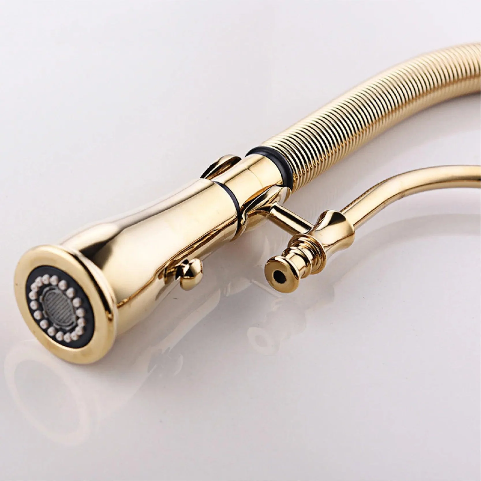 Brass Kitchen Tap With Retro Design Pull-out Kitchen Sink Tap -Bathlova