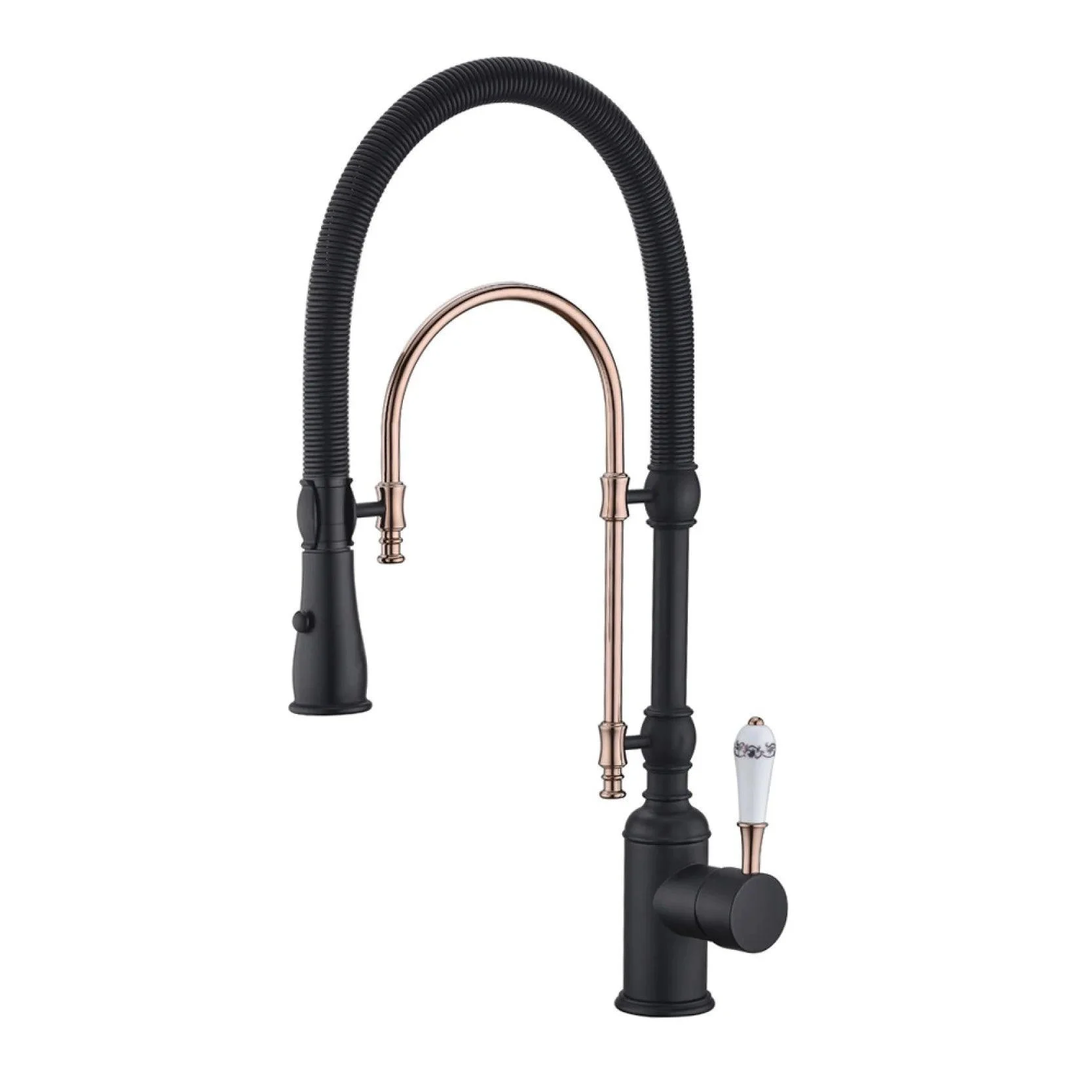 Brass Kitchen Tap With Retro Design Pull-out Kitchen Sink Tap -Bathlova