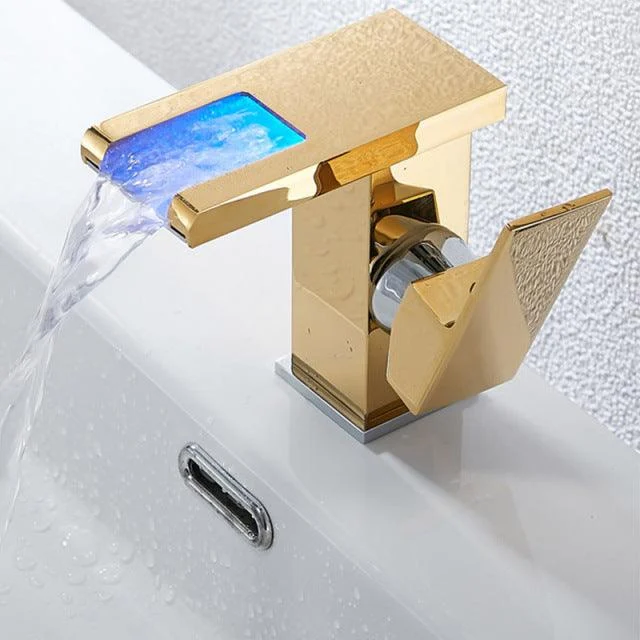 Brass LED Waterfall Bathroom Basin Tap Cold Hot Water Mixer Tap -Bathlova