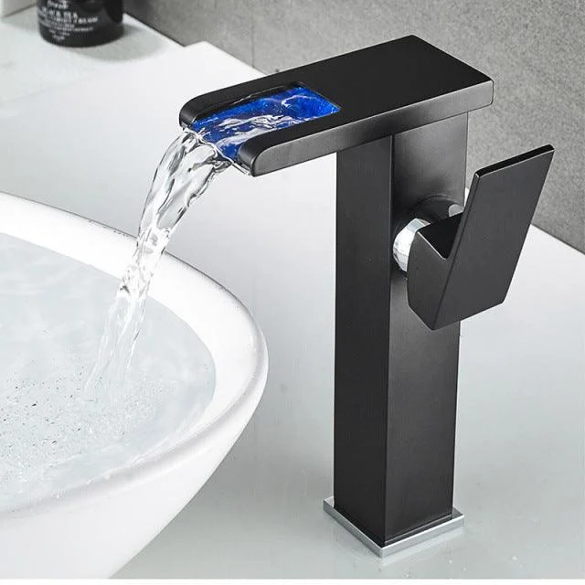 Brass LED Waterfall Bathroom Basin Tap Cold Hot Water Mixer Tap -Bathlova