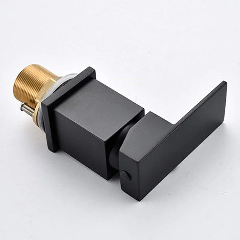 Brass Low Arc Bath Tap with Hand Shower Square Bathroom Tap -Bathlova