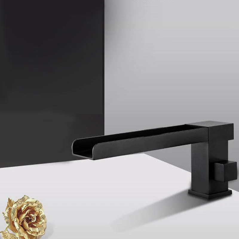 Brass Low Arc Bath Tap with Hand Shower Square Bathroom Tap -Bathlova