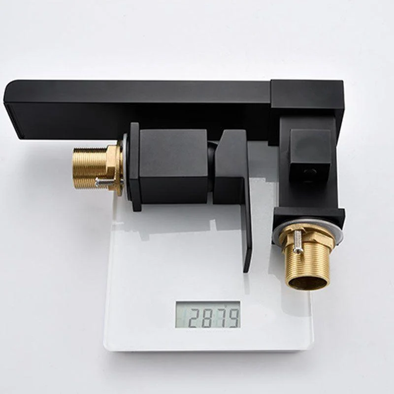 Brass Low Arc Bath Tap with Hand Shower Square Bathroom Tap -Bathlova